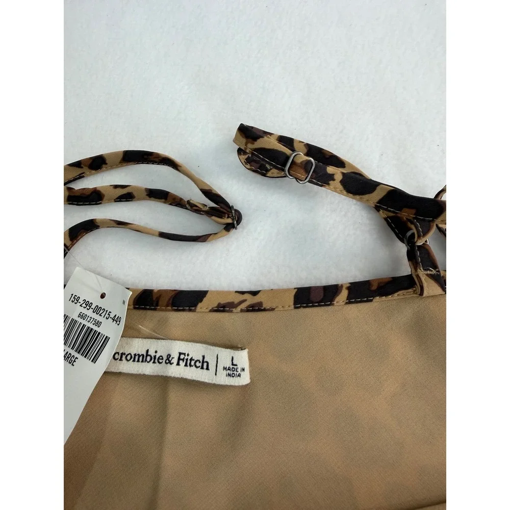 Abercrombie & Fitch Maxi Dress Womens Large Brown Leopard Slip Boho Festival y2k